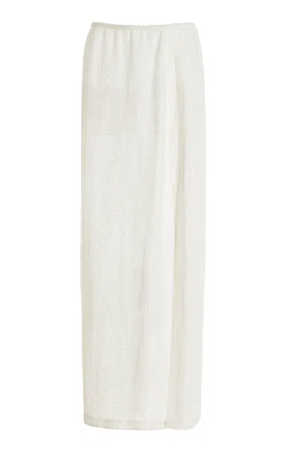 Leset Stella Linen-blend Maxi Skirt In White