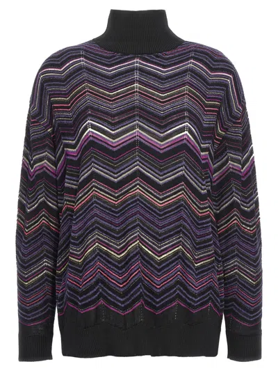 Missoni Zig Zag Turtleneck Sweater In Multicolor
