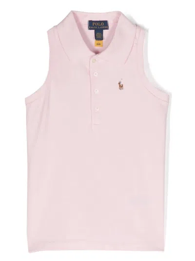 Ralph Lauren Kids' Polo Poly-embroidered Sleeveless Polo Shirt In Pink