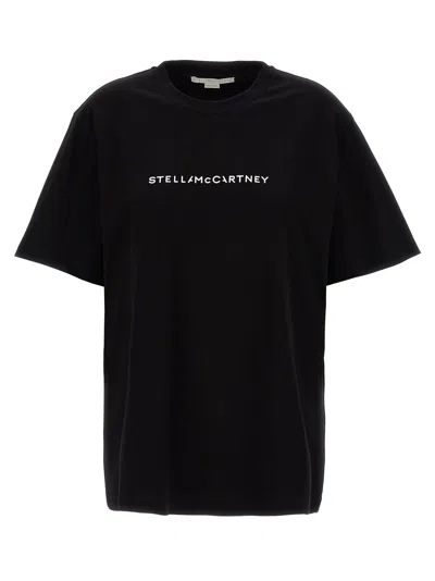 Stella Mccartney Organic Cotton T-shirt Logo In Black