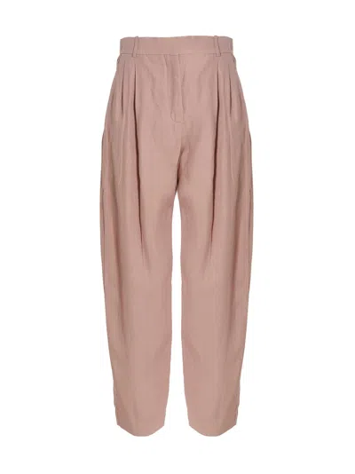 Stella Mccartney Pants With Front Pleats Viscose In Rosado