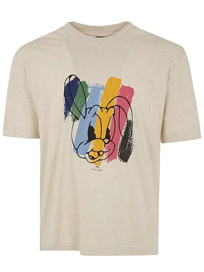 Ps By Paul Smith Ps Paul Smith Mens Reg Fit Ss Tshirt Rabbit Clothing In White
