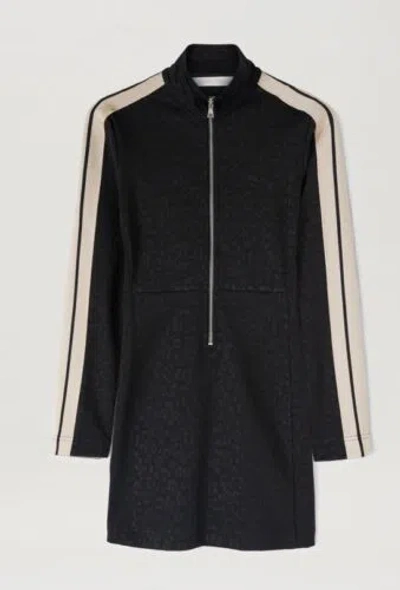 Pre-owned Palm Angels Jacquard Leopard Track Mini Dress Size Xs Genuine Rrp £460 W7 In Black
