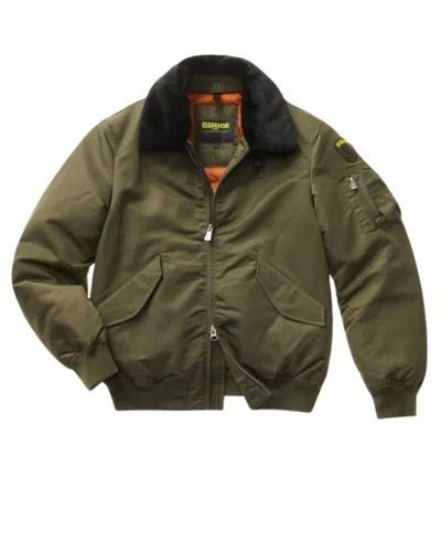 Pre-owned Blauer Jacket Bomber  Man Nylon Military Green In Not Available