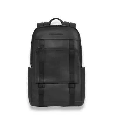 Pre-owned Piquadro Fashion Backpack  S130 Black Leather - Ca6363s130-n In Multicoloured
