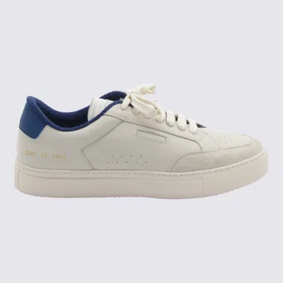 Common Projects White And Blue Leather Sneakers