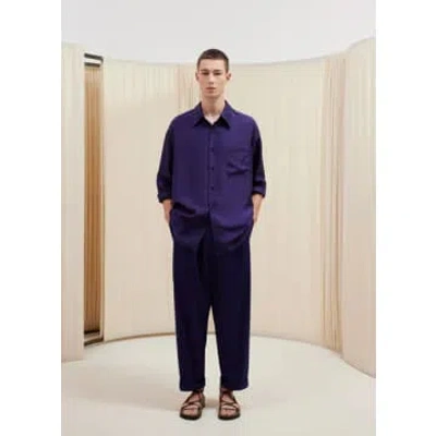 Lemaire Loose Silk Twill Shirt In Purple