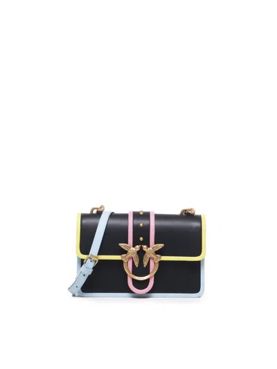 Pinko Mini Love One Chain Linked Shoulder Bag In Black