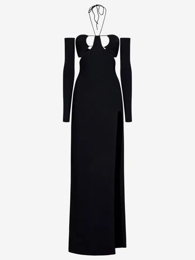 Amazuìn Long Black Stretch Jersey Dress In Nero