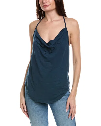 Chaser Slub Jersey Drape Front T-back Shirttail Cami In Blue