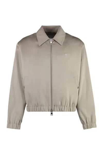 Ami Alexandre Mattiussi Ami Paris Zippered Cotton Jacket In Beige