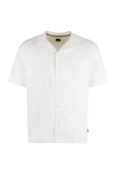 Hugo Boss Boss Short Sleeve Cotton Shirt In White