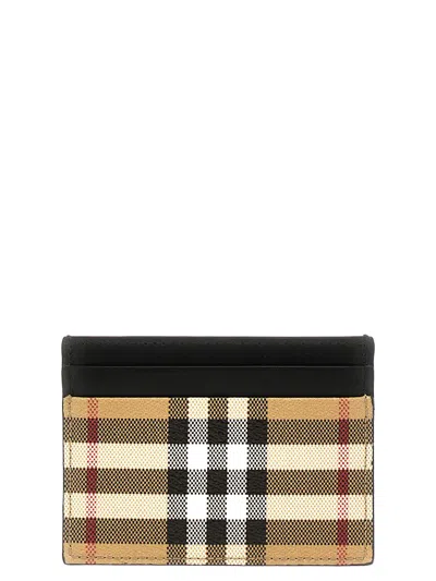 Burberry Check Card Holder In Beige