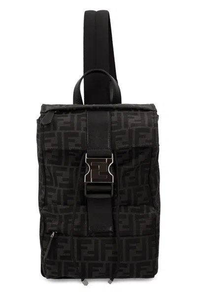 Fendi Ness Fabric Backpack In Grey