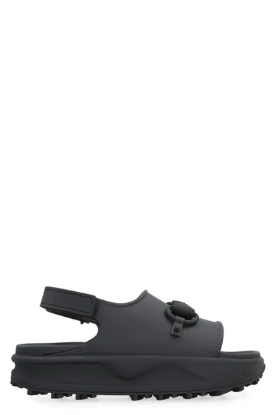 Gucci Flatform Rubber Sandals In Black