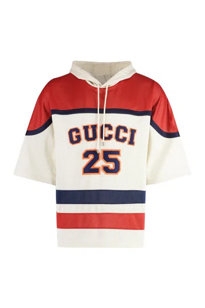 Gucci Mesh Fabric Sweatshirt With Patch In White