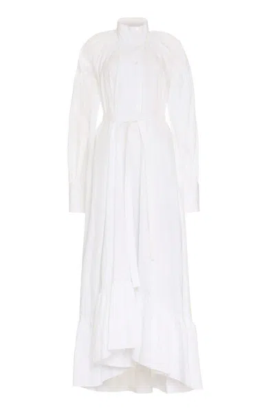Patou Belted Cotton Shirtdress In White