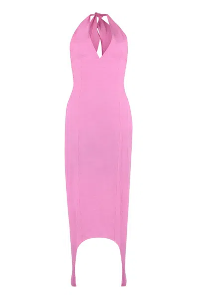 Patou Neck-strap Crepe Dress In Pink