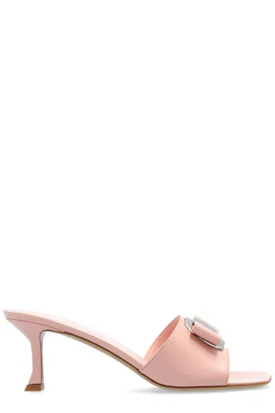 Ferragamo Zelie Leather Bow Mule Sandals In Nylund