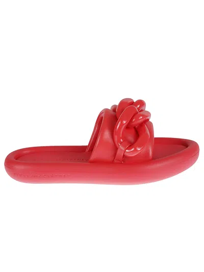 Stella Mccartney Air Chain-embellished Slides In Tomato