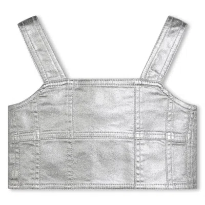 Marc Jacobs Kids' Metallic-finish Panelled Crop Top In Silver