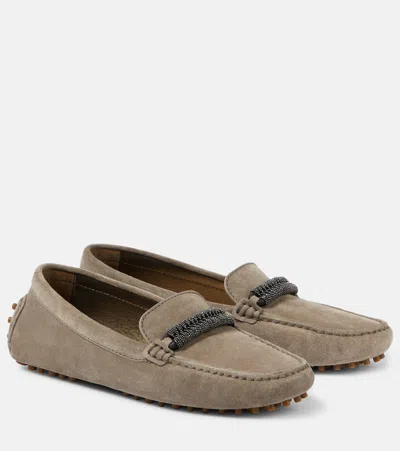 Brunello Cucinelli Suede Loafers In Brown
