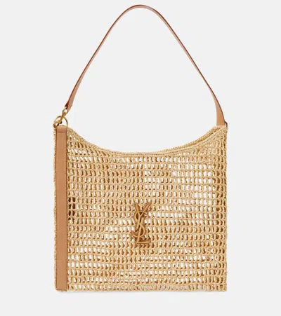 Saint Laurent Women's Oxalis In Raffia Crochet And Vegetable-tanned Leather In Natural