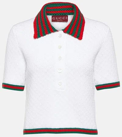 Gucci Cotton Lace Polo T-shirt In White