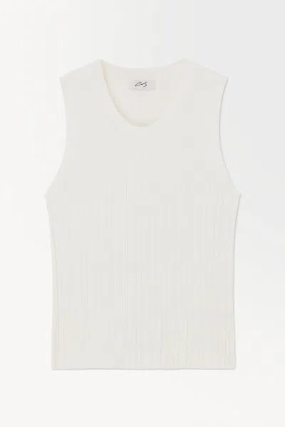 Cos The Silk Ribbed-knit Tank Top In White