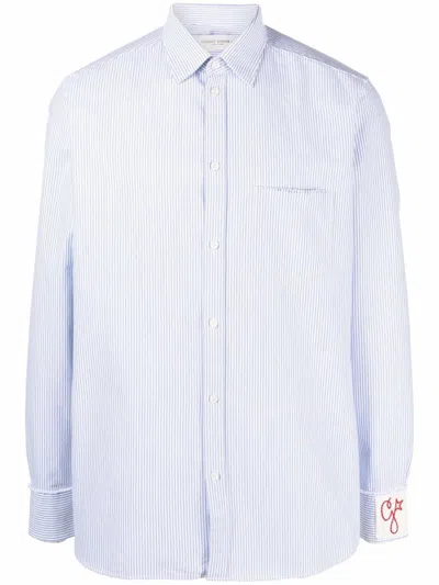 Golden Goose Golden M`s Shirt Regular Striped Cotton Oxford Clothing In White