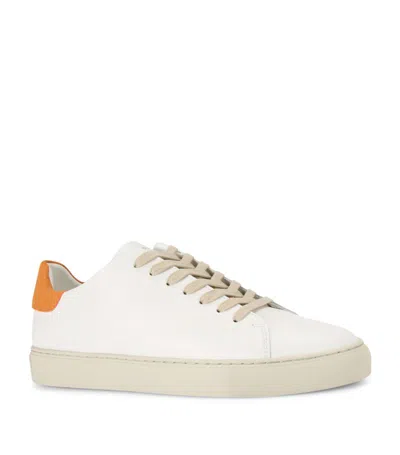 Kurt Geiger Leather Lennon Sneakers In Open White/orange