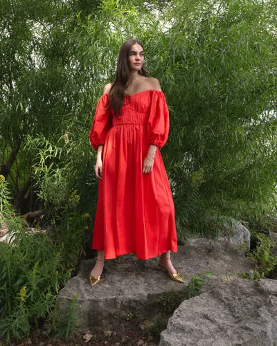 Vasiliki Women's Farah Off-shoulder Midi Dress In Red