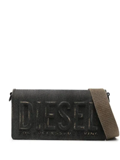Diesel Black Logo-embossed Denim Cross Body Bag