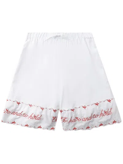 Simone Rocha White Embroidered Shorts