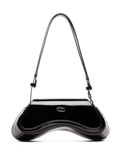 Diesel Play Glossy Tech Crossbody Bag In Black