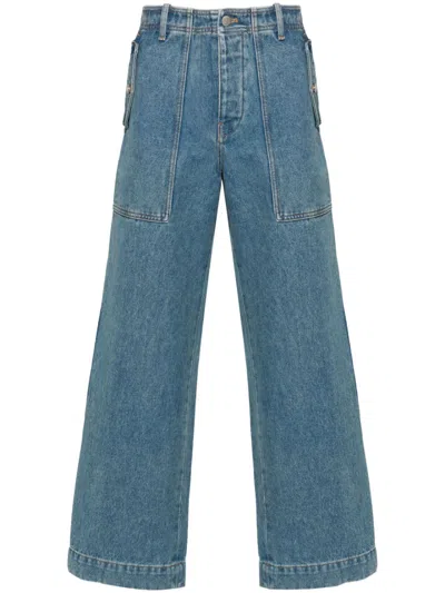 Maison Kitsuné Low-rise Wide-leg Jeans In Blue