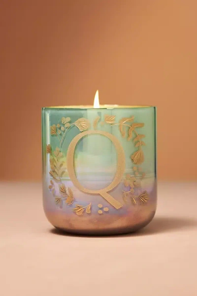 By Anthropologie Floral Night Gardenia Ombre Monogram Candle In Multicolor