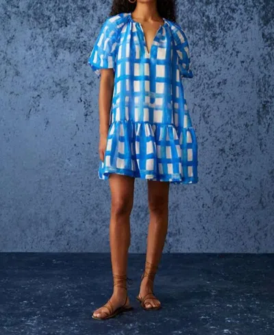 Marie Oliver Greta Drop Waist Dress In Amalfi Madras In Blue