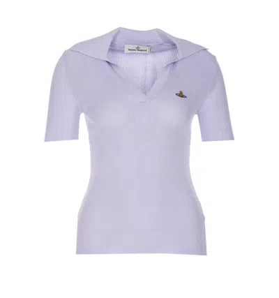 Vivienne Westwood Marina Knitted Polo In Purple