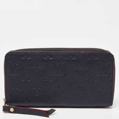 Pre-owned Louis Vuitton Marine Rouge Monogram Empreinte Leather Zippy Wallet In Blue