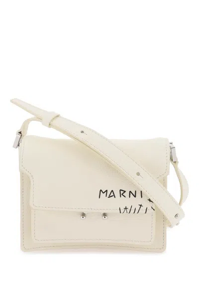 Marni Mini Trunk Logo Embroidered Shoulder Bag In White