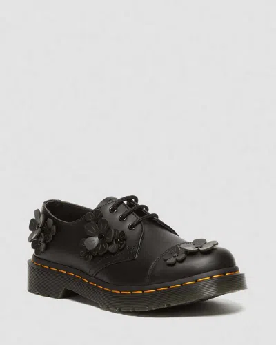 Dr. Martens' 1461 Flower Applique Leather Oxford Shoes In Black