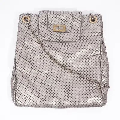 Pre-owned Chanel Drill Tote Bag Silver Leather