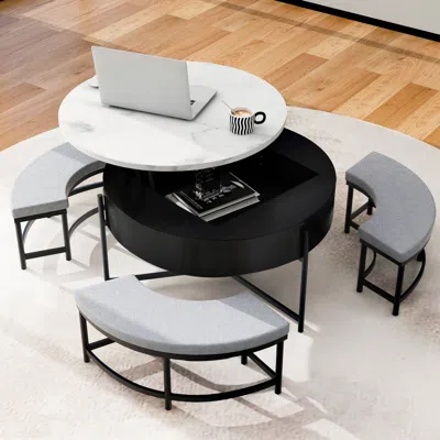 Simplie Fun Modern Round Lift-top Coffee Table In Multi