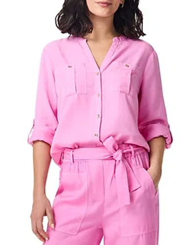 Nic + Zoe Drapey Utility Button-up Shirt In Pink Lotus