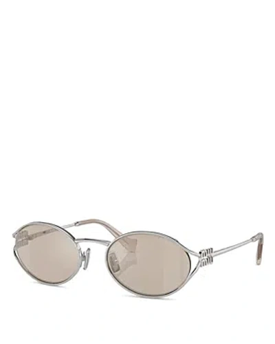 Miu Miu Women's 54mm Metal Round Sunglasses In Silver/gray Mirrored Solid