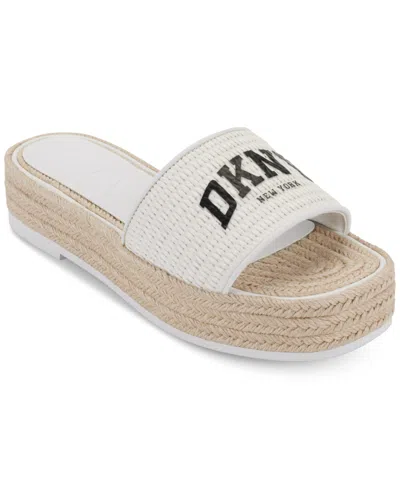 Dkny Fiona Logo Platform Sandal In Bright White