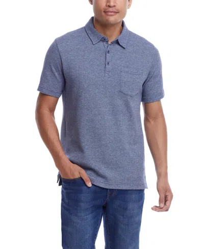 Weatherproof Vintage Men's Short Sleeve Jacquard Polo Shirt In Naval Academy