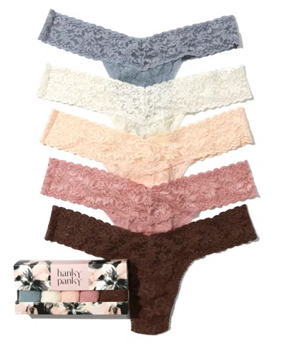 Hanky Panky Signature Lace Low Rise Thong Fashion 5-pack In Still Life