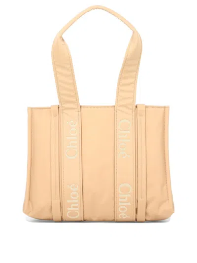 Chloé "woody Medium" Shoulder Bag In Pink